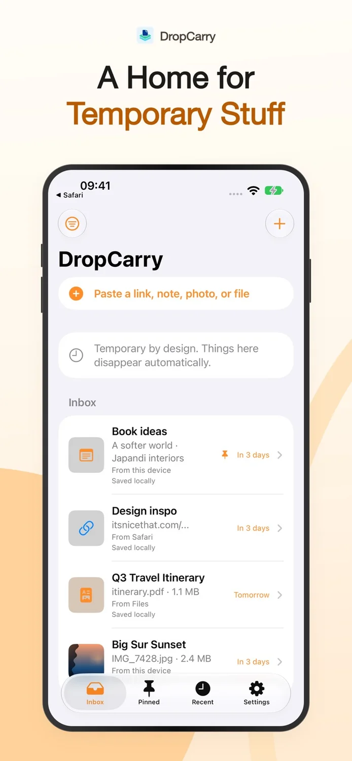 DropCarry: Notes & Files app screenshot 1