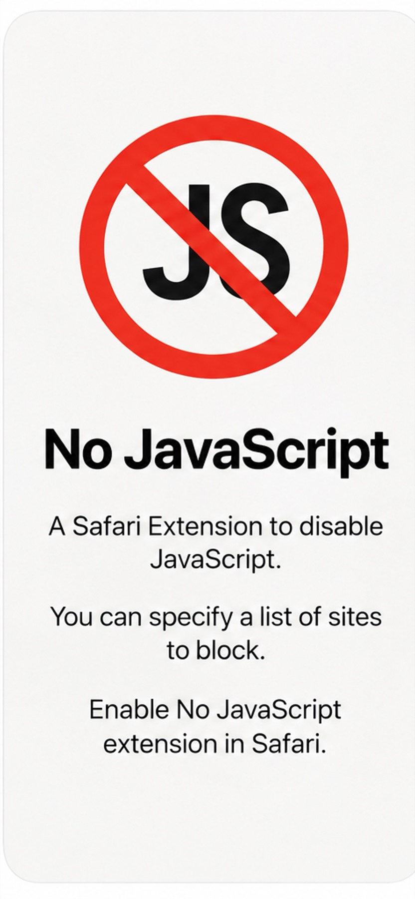 No JavaScript: Safari Blocker app screenshot 1