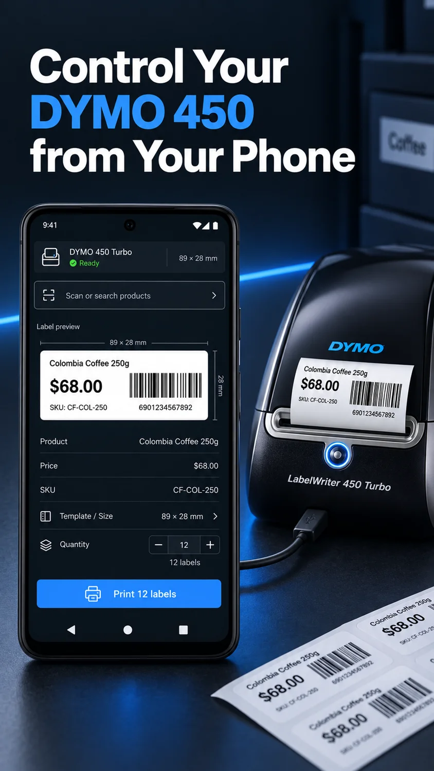 Scan Print Labels for DYMO 450 app screenshot 1